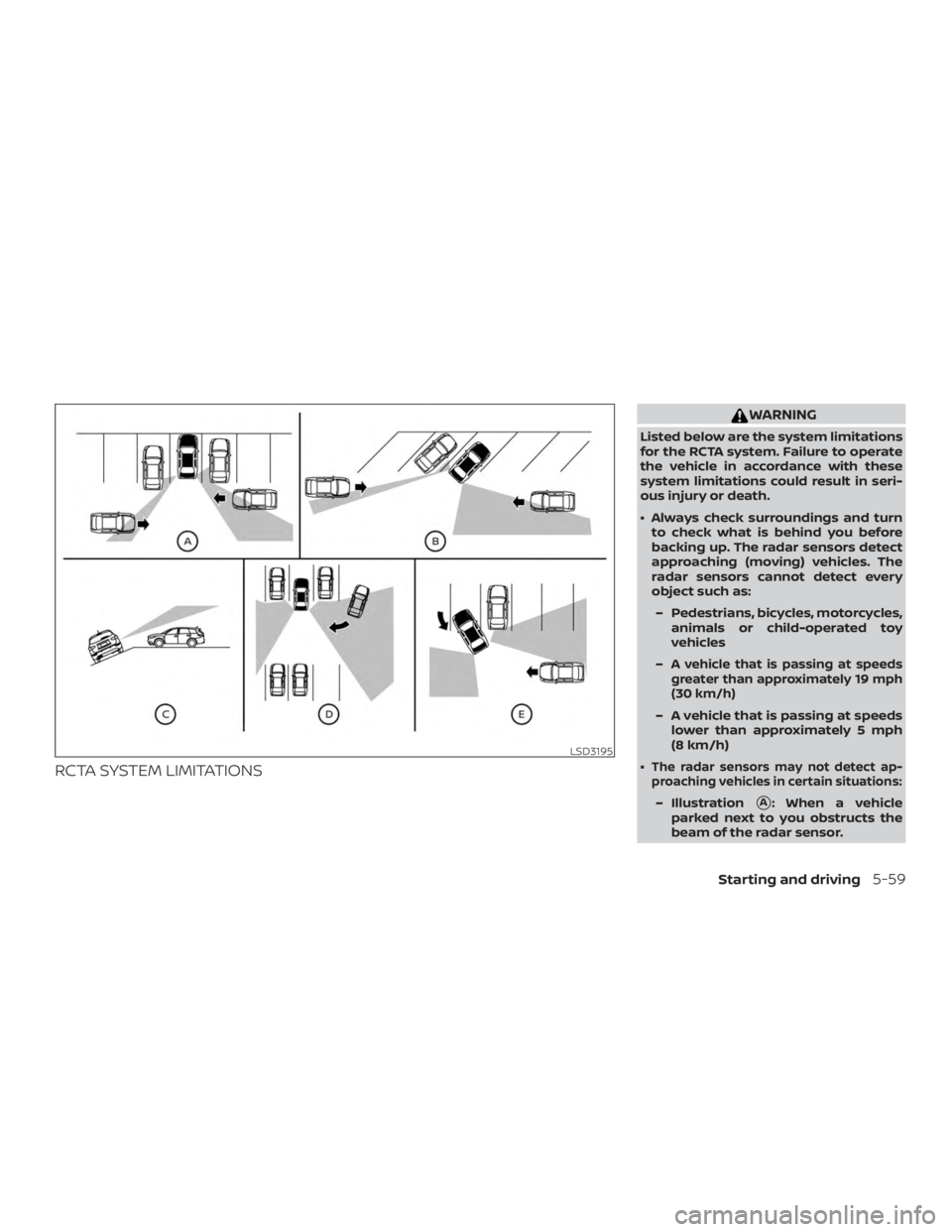 NISSAN ALTIMA SL 2018  Owners Manual RCTA SYSTEM LIMITATIONS 