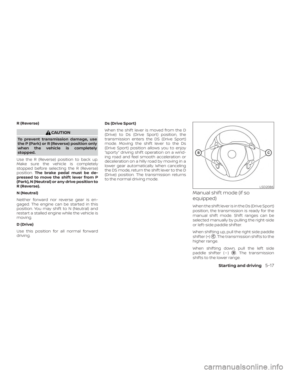 NISSAN ALTIMA SV 2018  Owners Manual R (Reverse) 