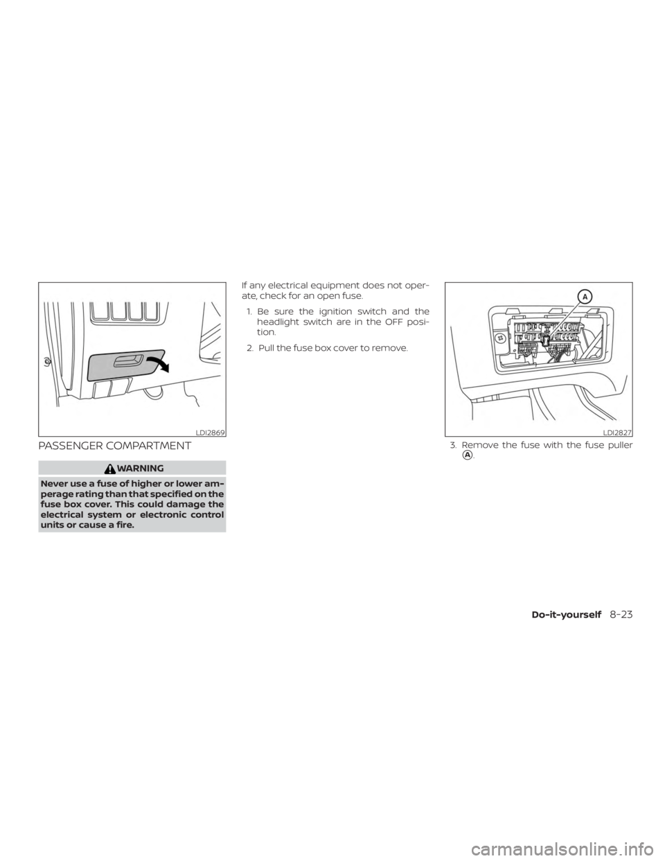 NISSAN ALTIMA SV 2018  Owners Manual PASSENGER COMPARTMENT 