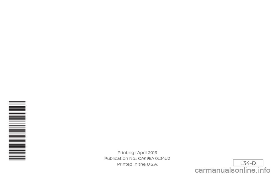 NISSAN ALTIMA SL 2019  Owners Manual 
