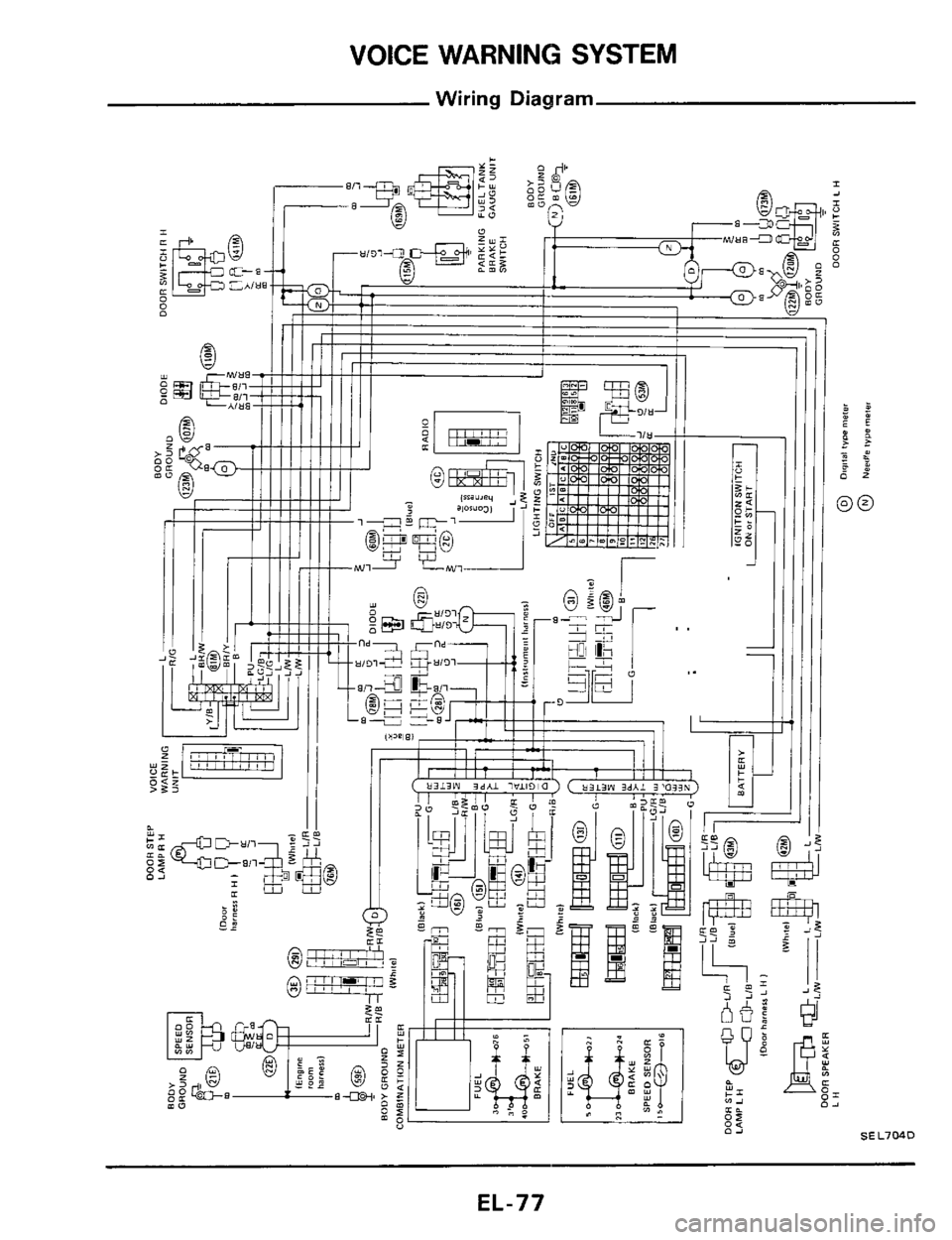 NISSAN 300ZX 1984 Z31 Electrical System Manual PDF VOICE WARNING SYSTEM 
Wiring  Diagram  