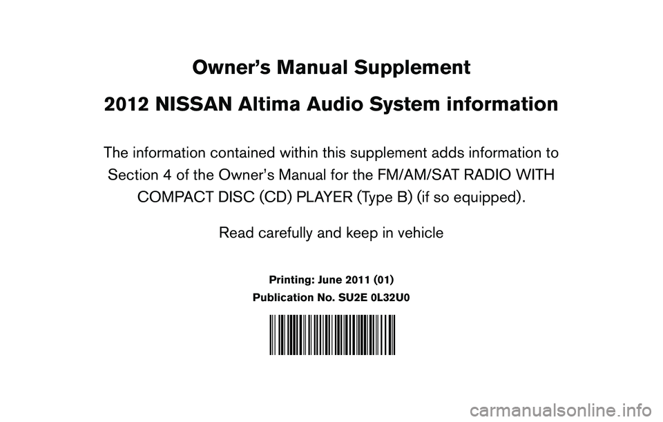 NISSAN ALTIMA 2012  Owners Manual 