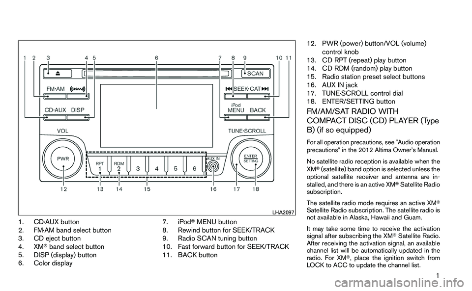 NISSAN ALTIMA 2012  Owners Manual 