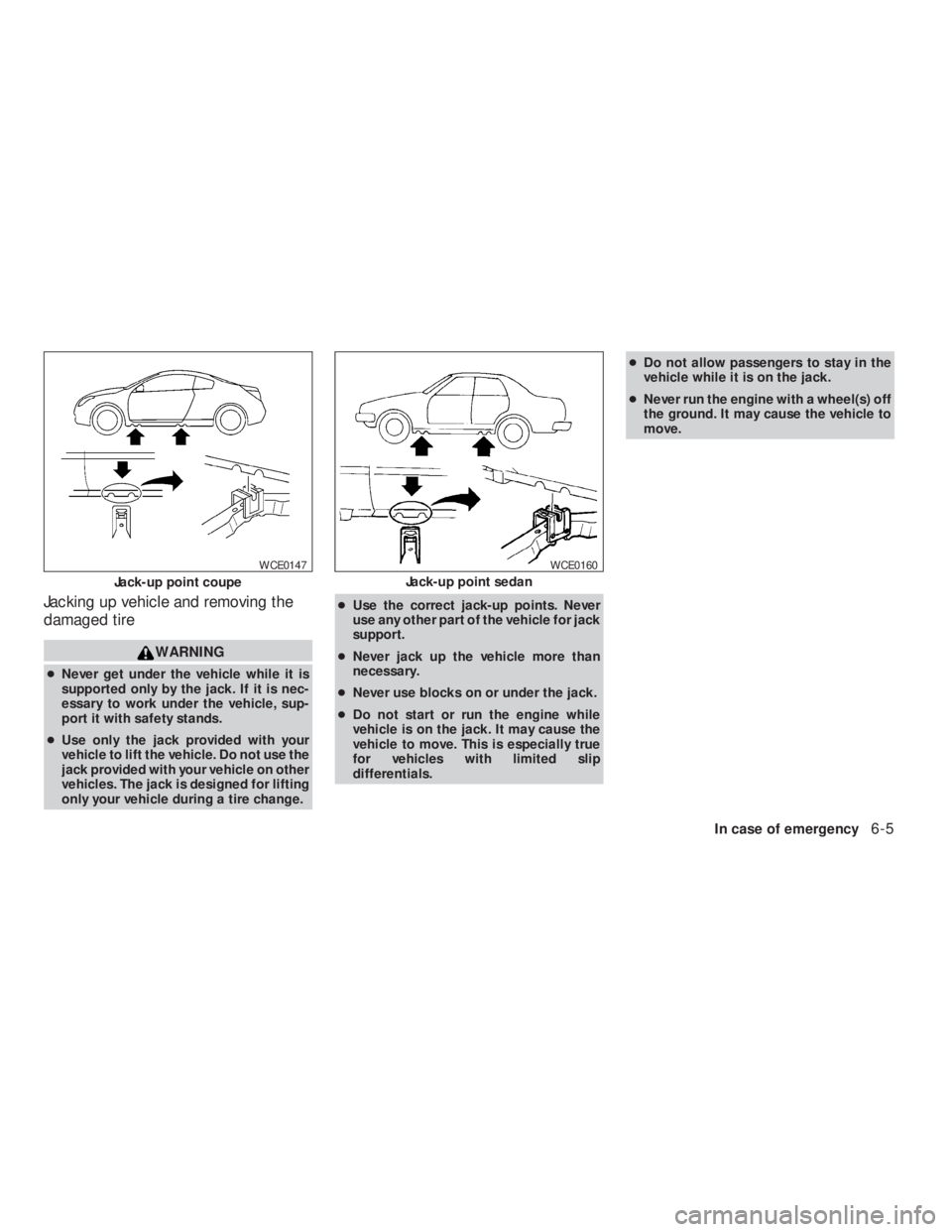 NISSAN ALTIMA 2009  Owners Manual Jack-up point coupe 
