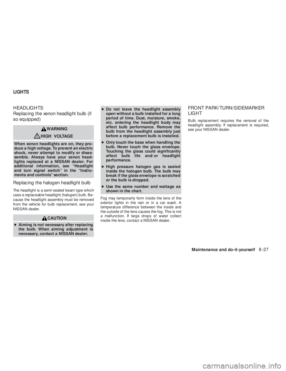 NISSAN ALTIMA 2009  Owners Manual 