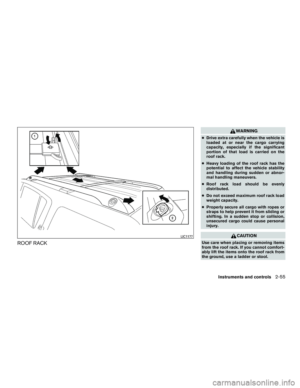 NISSAN ARMADA PLATINUM 2015  Owners Manual ROOF RACK 