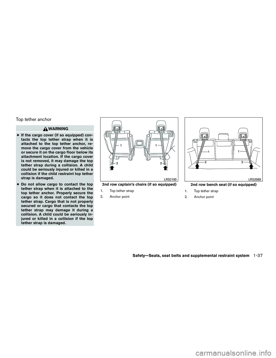 NISSAN ARMADA PLATINUM 2015 Workshop Manual Top tether anchor 
