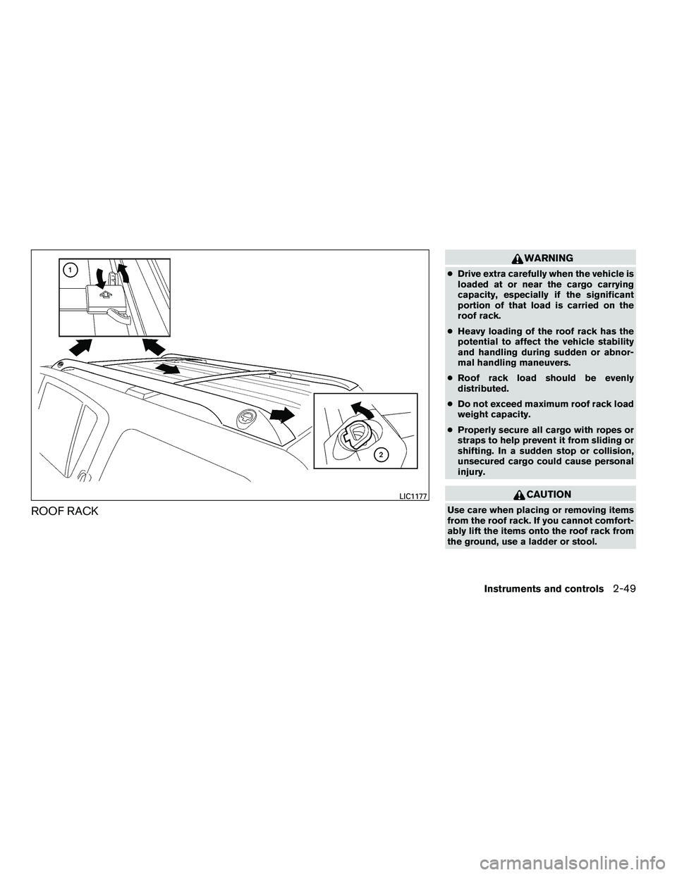 NISSAN ARMADA 2010  Owners Manual ROOF RACK 