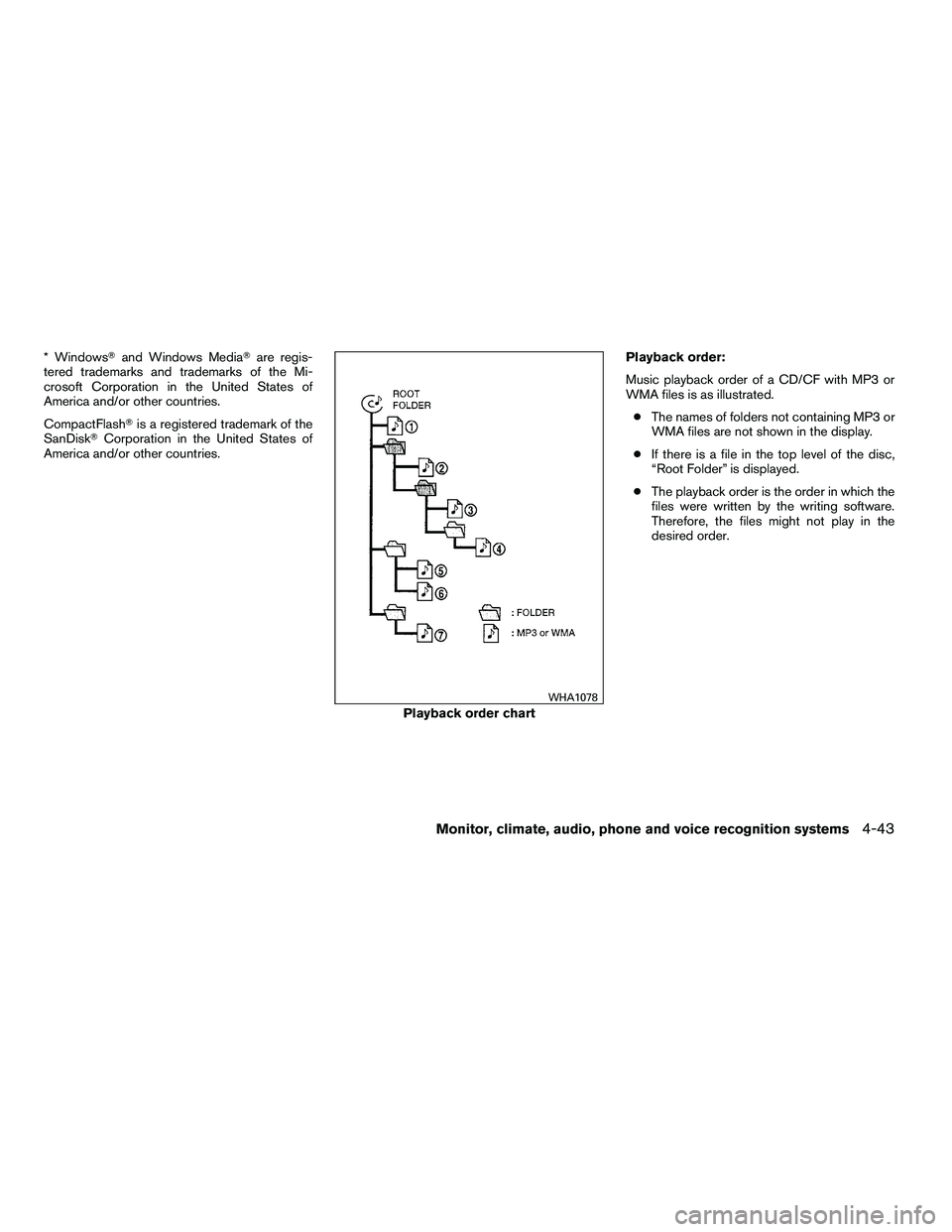 NISSAN ARMADA 2010  Owners Manual * Windowsand Windows Media are regis-
tered trademarks and trademarks of the Mi-
crosoft Corporation in the United States of
America and/or other countries.
CompactFlash is a registered trademark o
