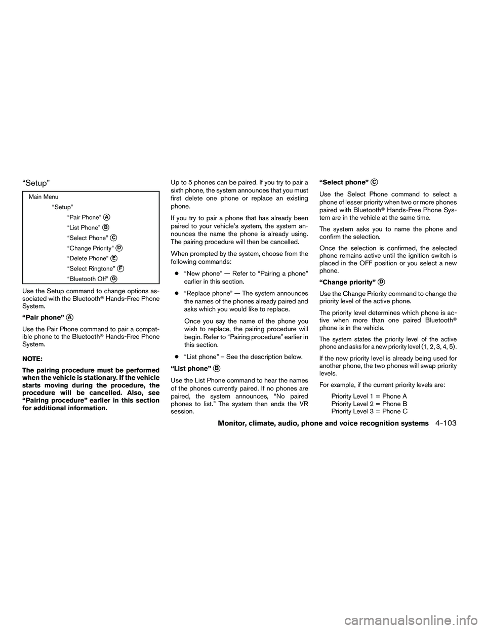 NISSAN ARMADA 2010  Owners Manual “Setup” 