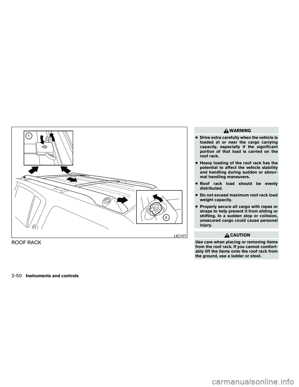 NISSAN ARMADA 2011  Owners Manual ROOF RACK 