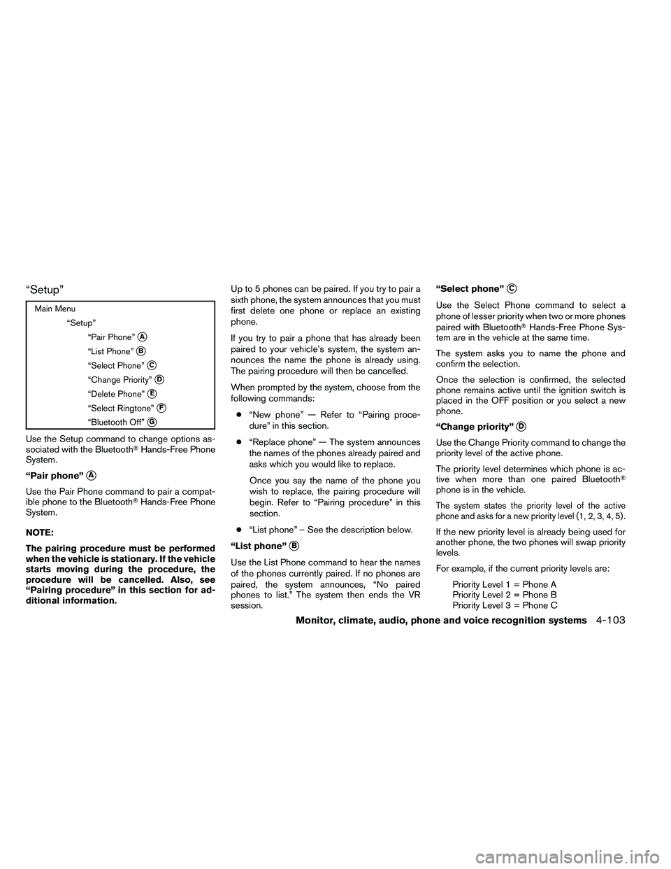 NISSAN ARMADA 2011  Owners Manual “Setup” 