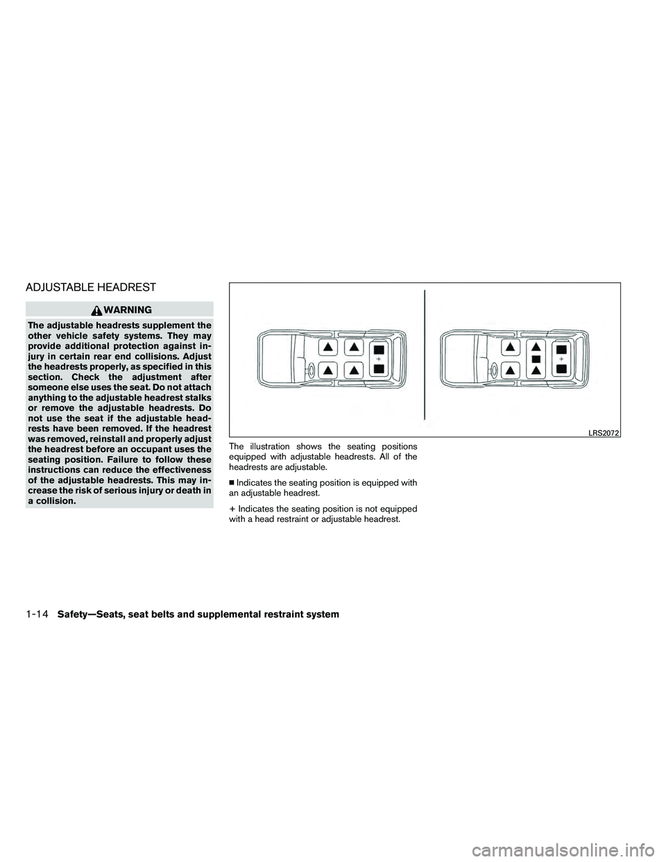 NISSAN ARMADA 2011 Owners Guide ADJUSTABLE HEADREST 