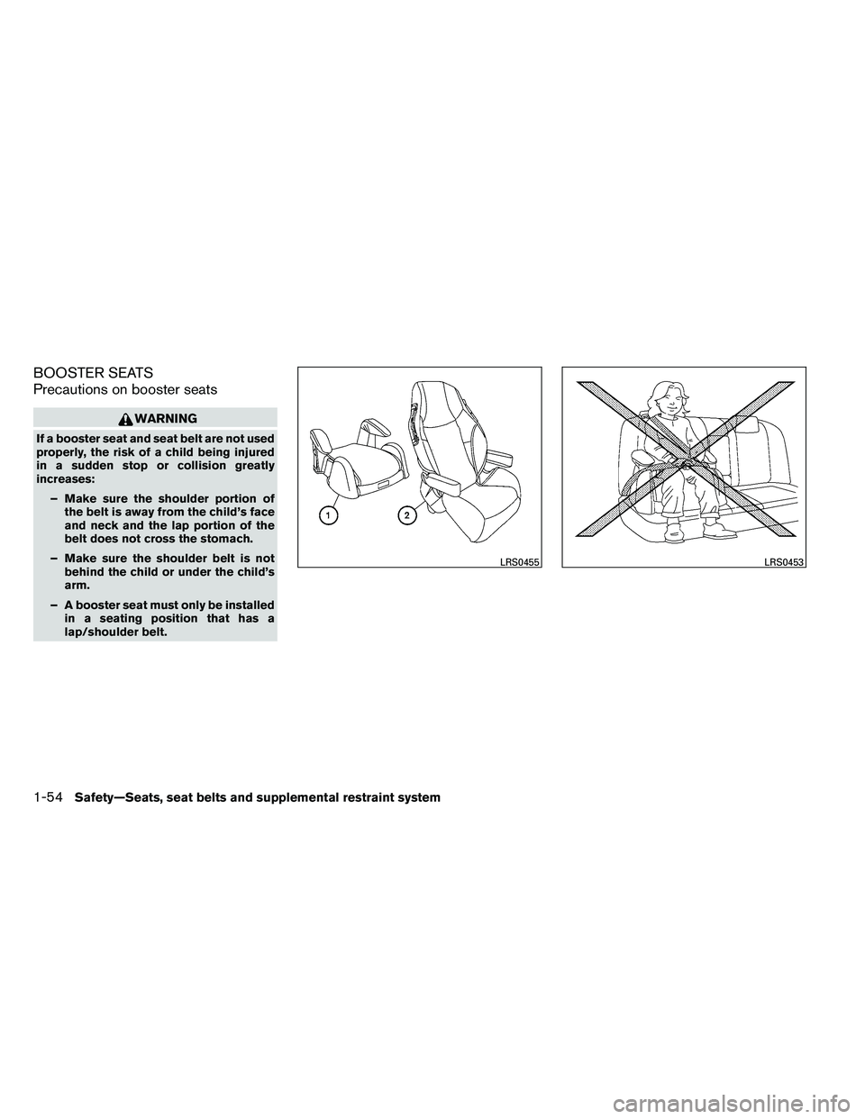 NISSAN ARMADA 2011 Manual PDF BOOSTER SEATS
Precautions on booster seats 