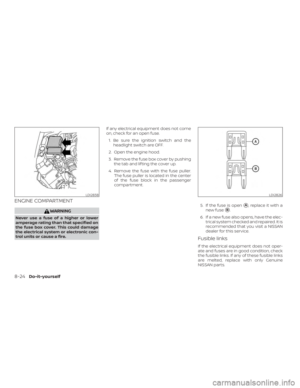 NISSAN FRONTIER PRO-4X 2019  Owners Manual ENGINE COMPARTMENT 