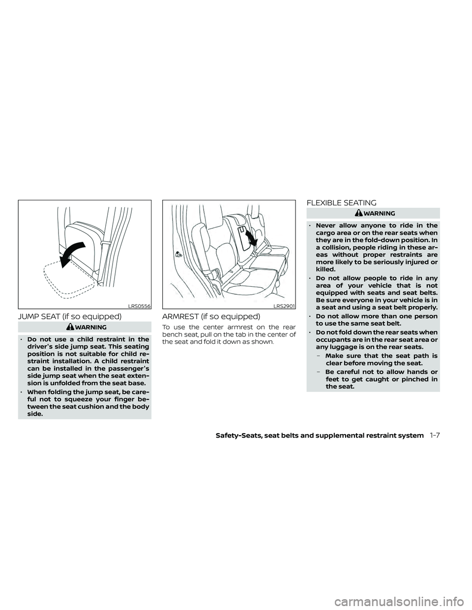 NISSAN FRONTIER 2021 Owners Manual JUMP SEAT (if so equipped)
LRS2901 