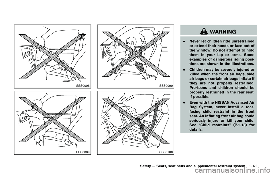 NISSAN JUKE 2018 Repair Manual .If dirt builds up in the shoulder belt
guide of the seat belt anchors, the seat
belts may retract slowly. Wipe the shoulder
belt guide with a clean, dry cloth.
. Periodically check to see that the se