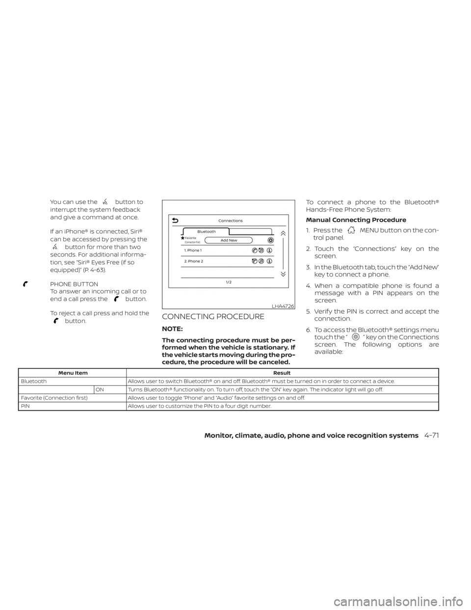 NISSAN KICKS 2023 Owners Manual You can use thebutton to
interrupt the system feedback
and give a command at once.
If an iPhone® is connected, Siri®
can be accessed by pressing the
button for more than two
seconds. For additional NISSAN KICKS 2023 Owners Manual You can use thebutton to
interrupt the system feedback
and give a command at once.
If an iPhone® is connected, Siri®
can be accessed by pressing the
button for more than two
seconds. For additional