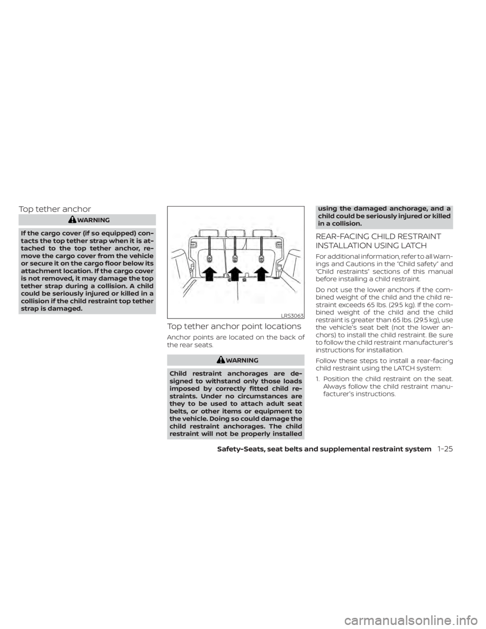 NISSAN KICKS 2022 Service Manual Top tether anchor
LRS3063 