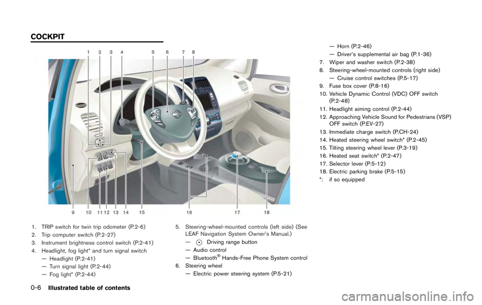 NISSAN LEAF 2011  Owners Manual If the electric parking brake cannot be released
by operating the electric parking brake switch,
the parking brake can be mechanically released.
Note that the following procedure must be
performed onl