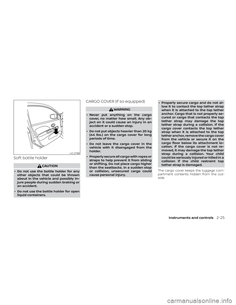 NISSAN MICRA 2020  Owners Manual Sof t bottle holder 