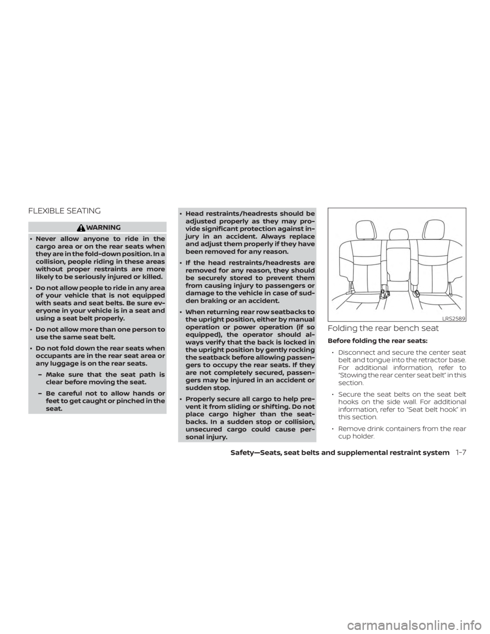 NISSAN MURANO PLATINUM 2018 Owners Manual FLEXIBLE SEATING 