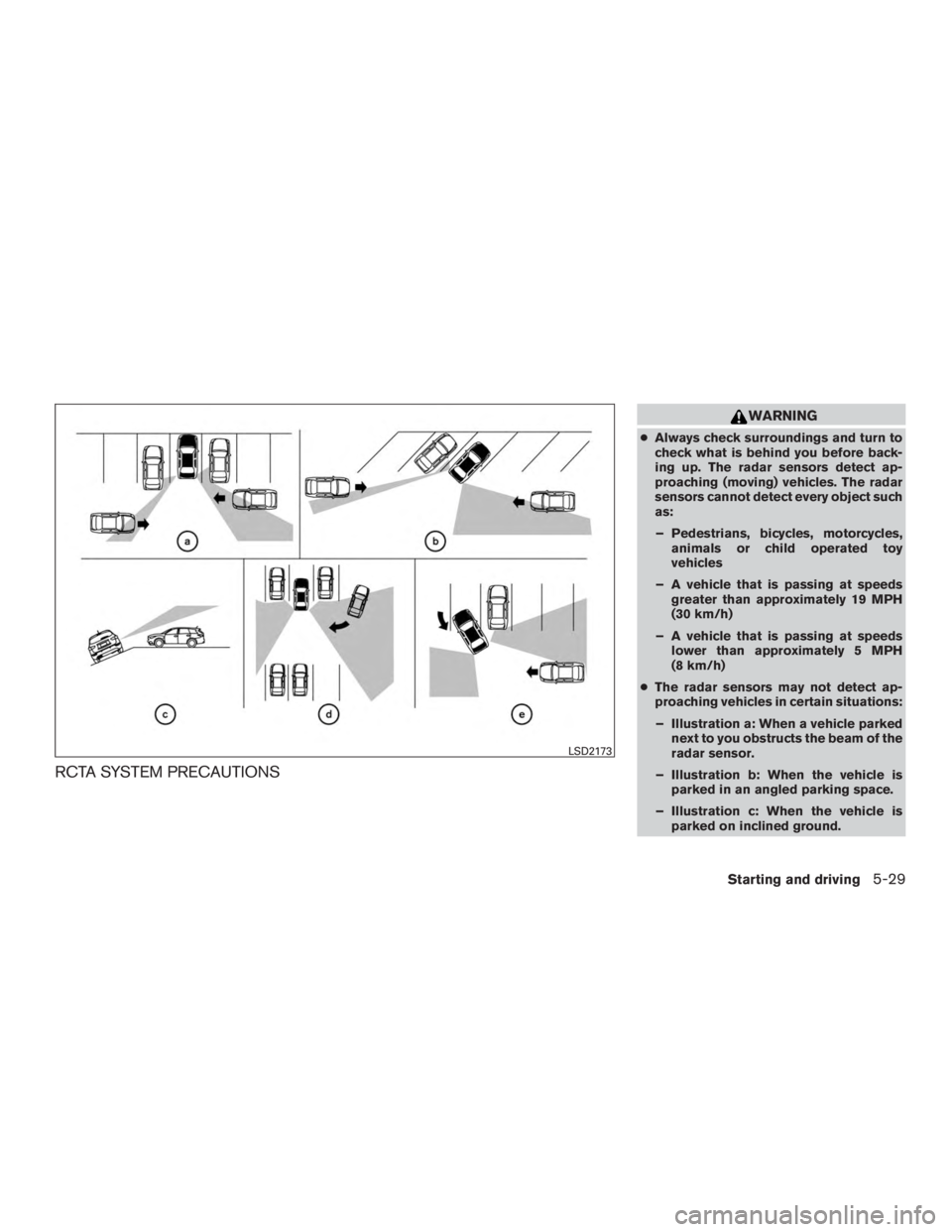 NISSAN MURANO PLATINUM 2015  Owners Manual RCTA SYSTEM PRECAUTIONS 