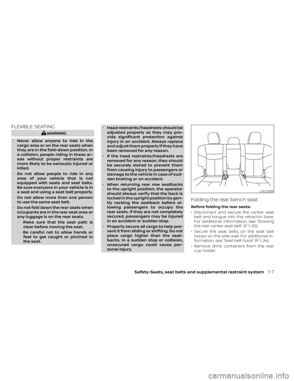 NISSAN MURANO 2022 Owners Manual FLEXIBLE SEATING
LRS2589 