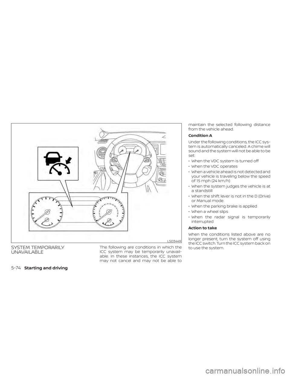 NISSAN MURANO 2022  Owners Manual LSD3449
5-74Starting and driving 