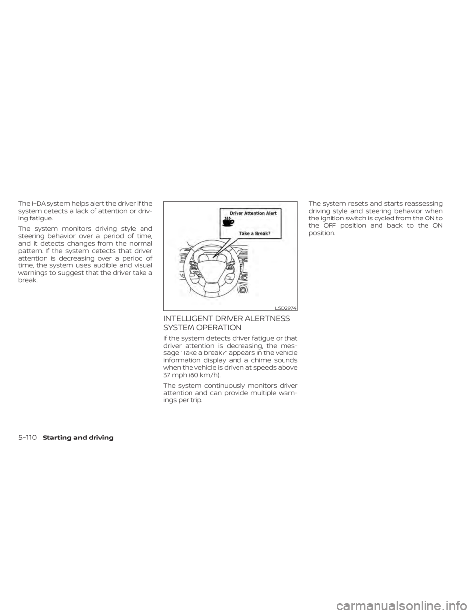 NISSAN MURANO 2022  Owners Manual LSD2974
5-110Starting and driving 