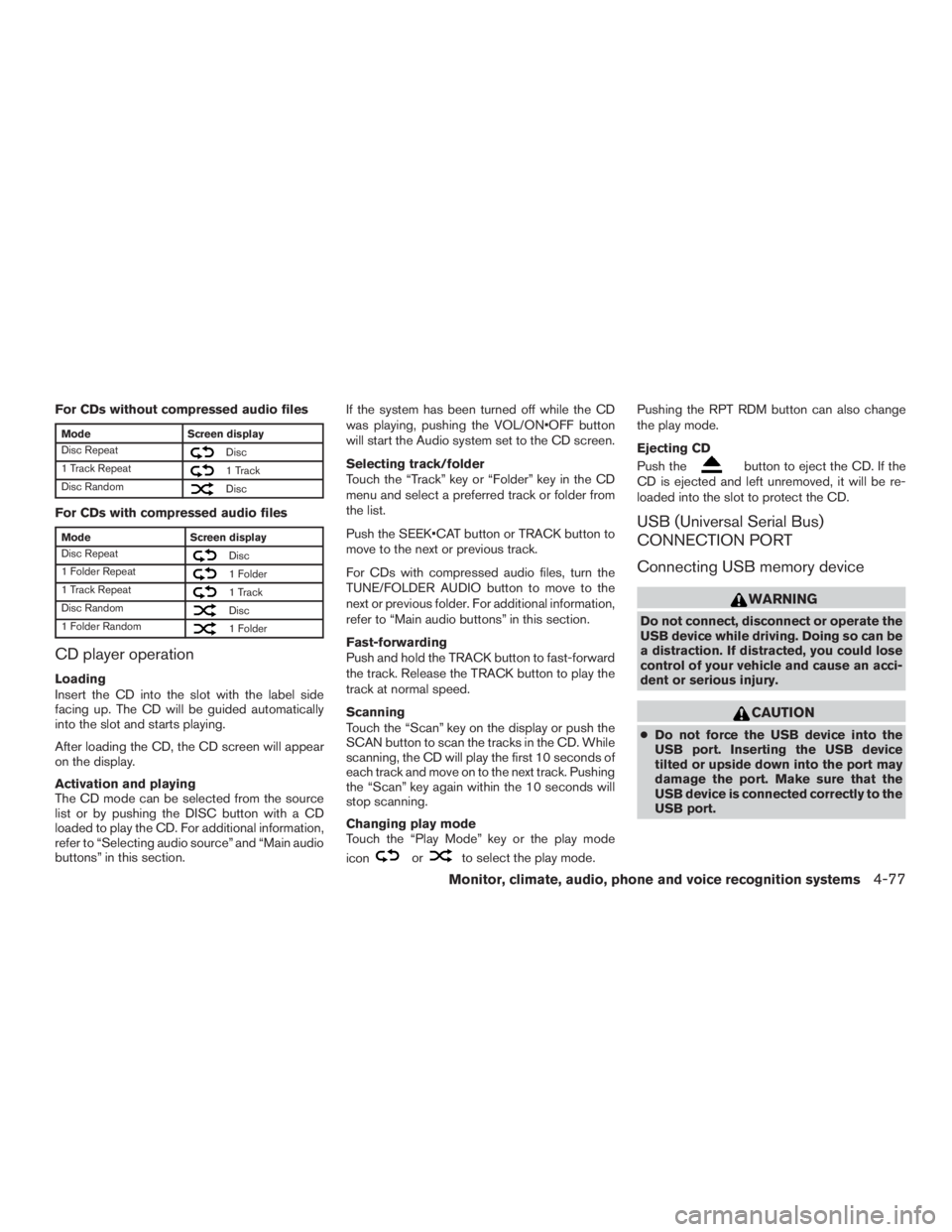 NISSAN PATHFINDER PLATINUM 2017 Owners Manual For CDs without compressed audio files NISSAN PATHFINDER PLATINUM 2017 Owners Manual For CDs without compressed audio files