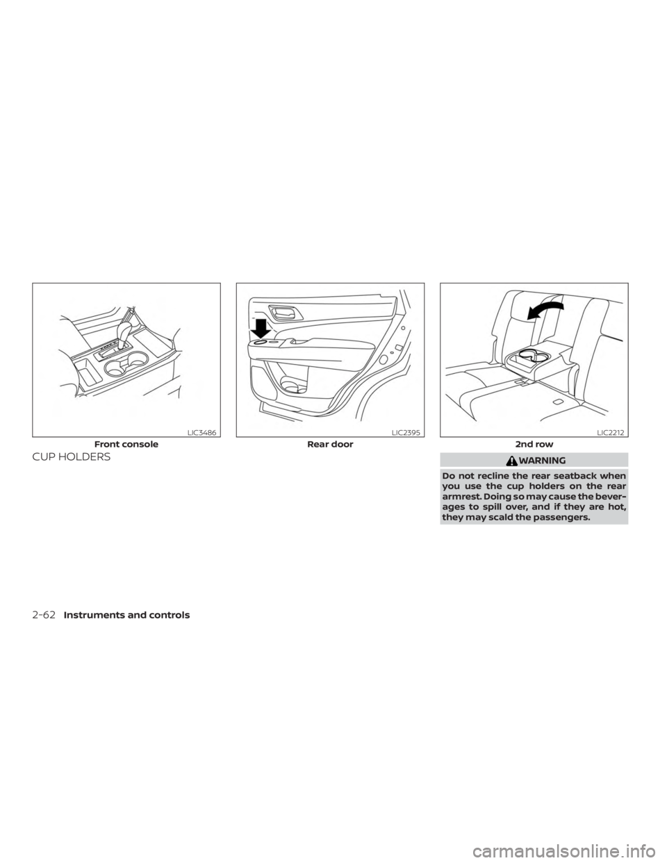 NISSAN PATHFINDER 2021 Owners Manual CUP HOLDERS NISSAN PATHFINDER 2021 Owners Manual CUP HOLDERS