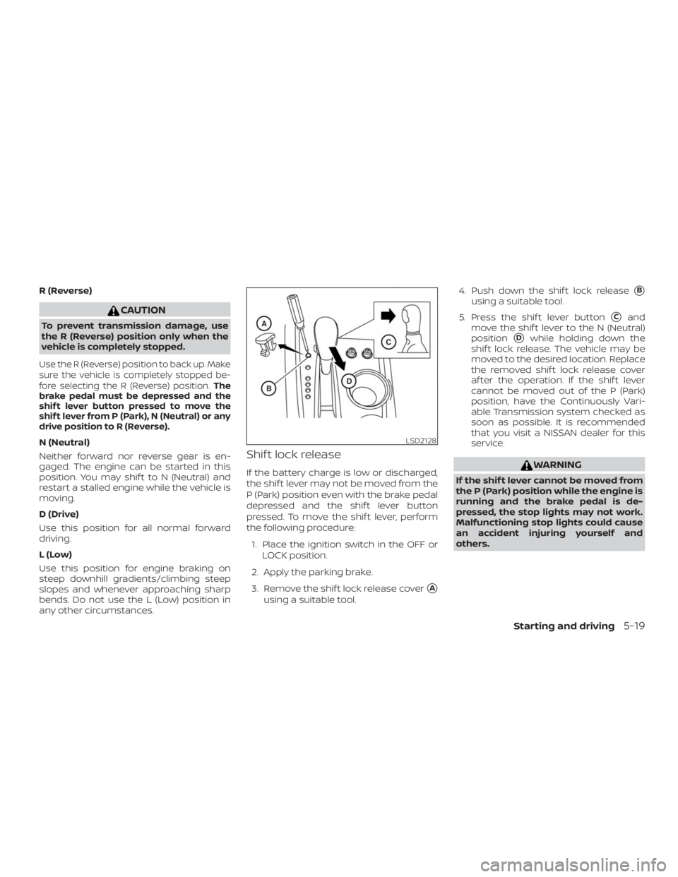 NISSAN PATHFINDER 2021  Owners Manual R (Reverse) 