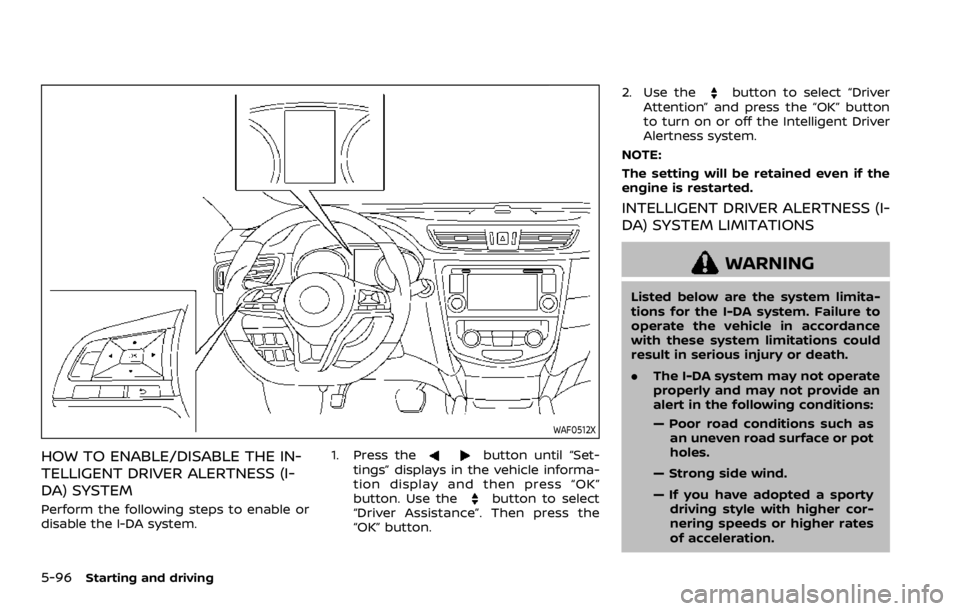 NISSAN QASHQAI 2022  Owners Manual Outside air temperature (°F or °C)
The outside air temperature is displayed
in °F or °C in the range of −40 to 140°F (−40
to 60°C).
The outside air temperature mode in-
cludes a low temperat