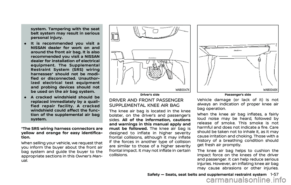 NISSAN ROGUE SPORT 2021 Manual PDF system. Tampering with the seat
belt system may result in serious
personal injury.
. It is recommended you visit a
NISSAN dealer for work on and
around the front air bag. It is also
recommended you vi NISSAN ROGUE SPORT 2021 Manual PDF system. Tampering with the seat
belt system may result in serious
personal injury.
. It is recommended you visit a
NISSAN dealer for work on and
around the front air bag. It is also
recommended you vi