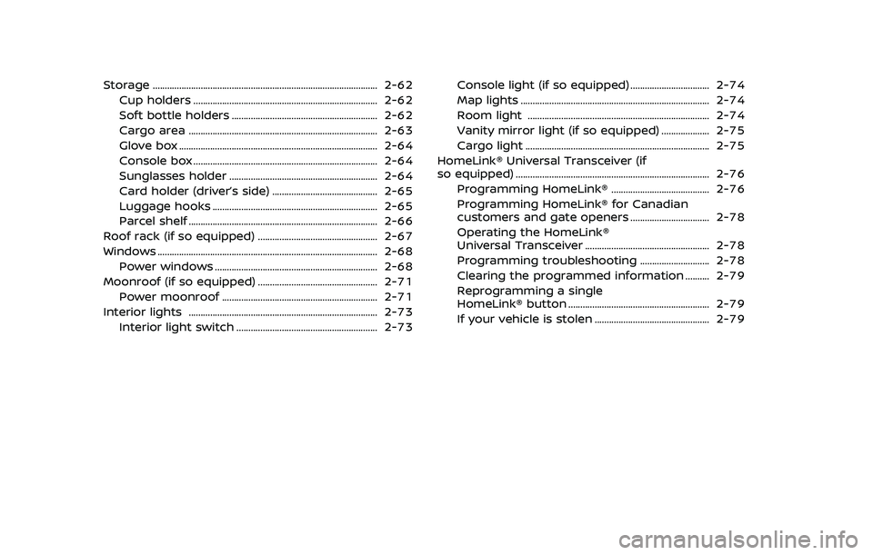 NISSAN ROGUE SPORT 2019 Manual Online Storage ........................................................................\
...................... 2-62Cup holders ........................................................................\
..... NISSAN ROGUE SPORT 2019 Manual Online Storage ........................................................................\
...................... 2-62Cup holders ........................................................................\
.....