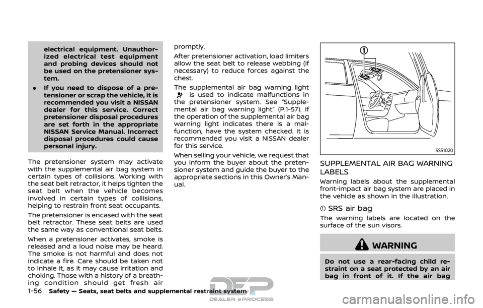 NISSAN ROGUE SPORT 2017 Manual PDF 1-56Safety — Seats, seat belts and supplemental restraint system
electrical equipment. Unauthor-
ized electrical test equipment
and probing devices should not
be used on the pretensioner sys-
tem.
. NISSAN ROGUE SPORT 2017 Manual PDF 1-56Safety — Seats, seat belts and supplemental restraint system
electrical equipment. Unauthor-
ized electrical test equipment
and probing devices should not
be used on the pretensioner sys-
tem.
.