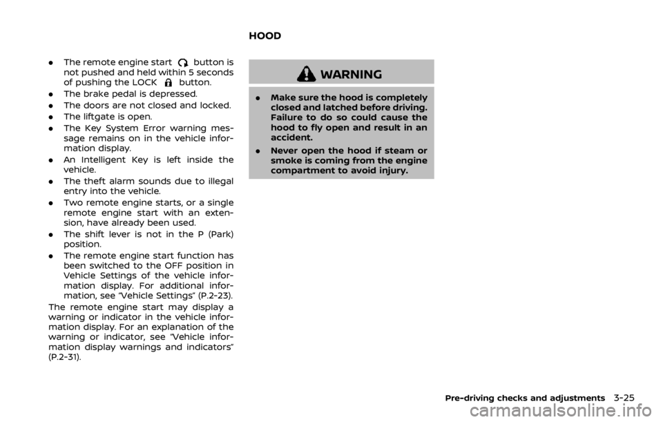 NISSAN ROGUE 2022 Owners Manual .The remote engine start NISSAN ROGUE 2022 Owners Manual .The remote engine start