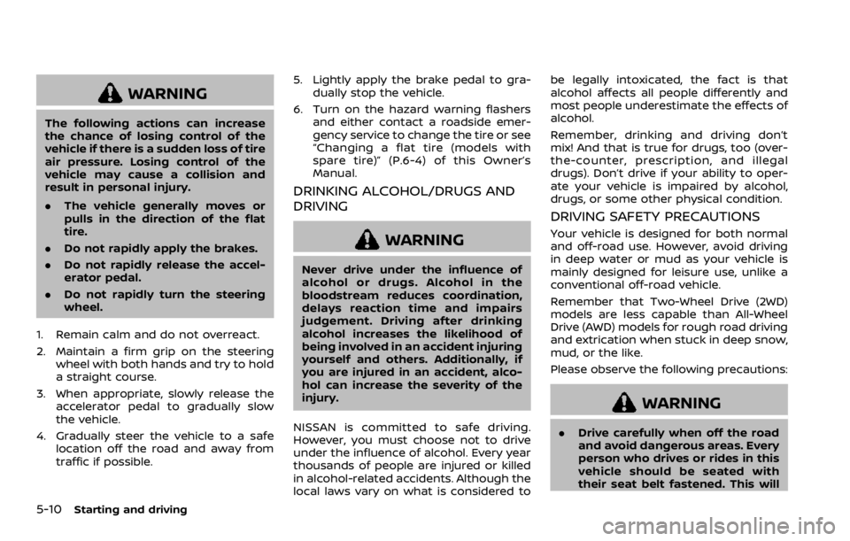 NISSAN ROGUE 2022  Owners Manual WARNING 