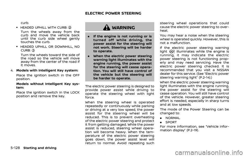 NISSAN ROGUE 2022 Owners Manual curb..HEADED UPHILL WITH CURB: NISSAN ROGUE 2022 Owners Manual curb..HEADED UPHILL WITH CURB: