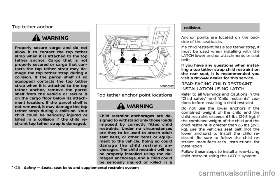 NISSAN ROGUE 2022 Service Manual Top tether anchor NISSAN ROGUE 2022 Service Manual Top tether anchor