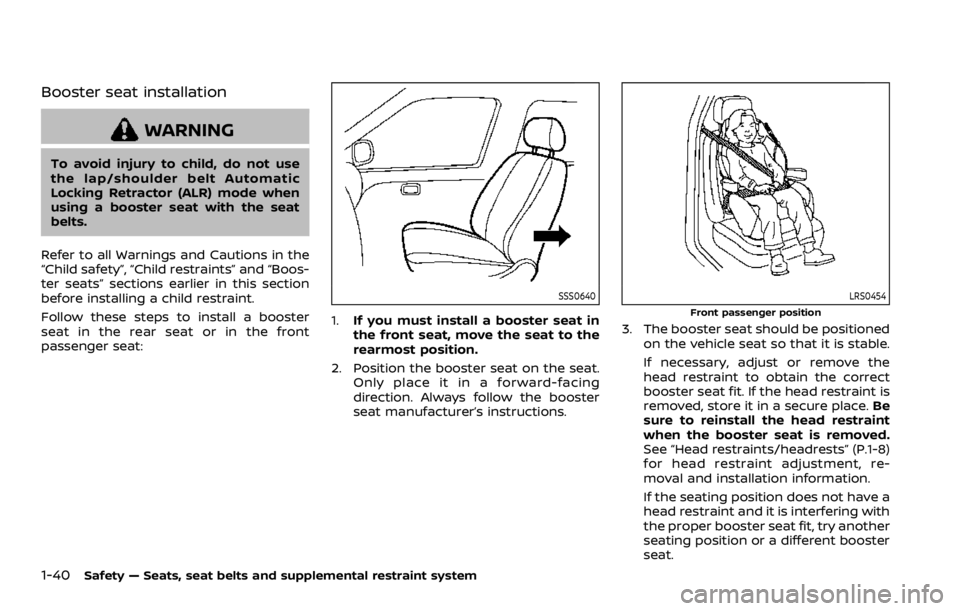 NISSAN ROGUE 2022 Workshop Manual Booster seat installation NISSAN ROGUE 2022 Workshop Manual Booster seat installation