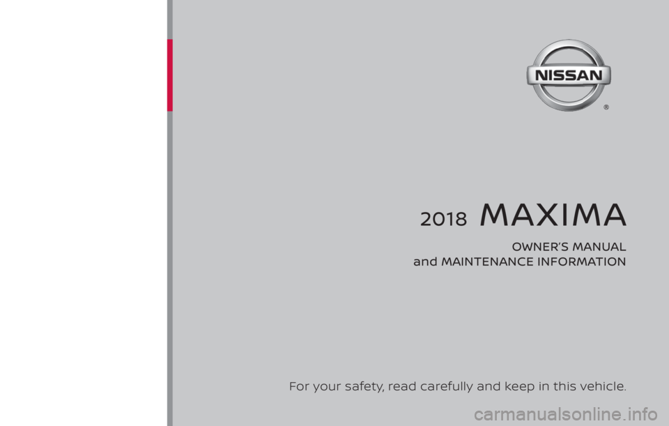 NISSAN MAXIMA PLATINUM 2018  Owners Manual 