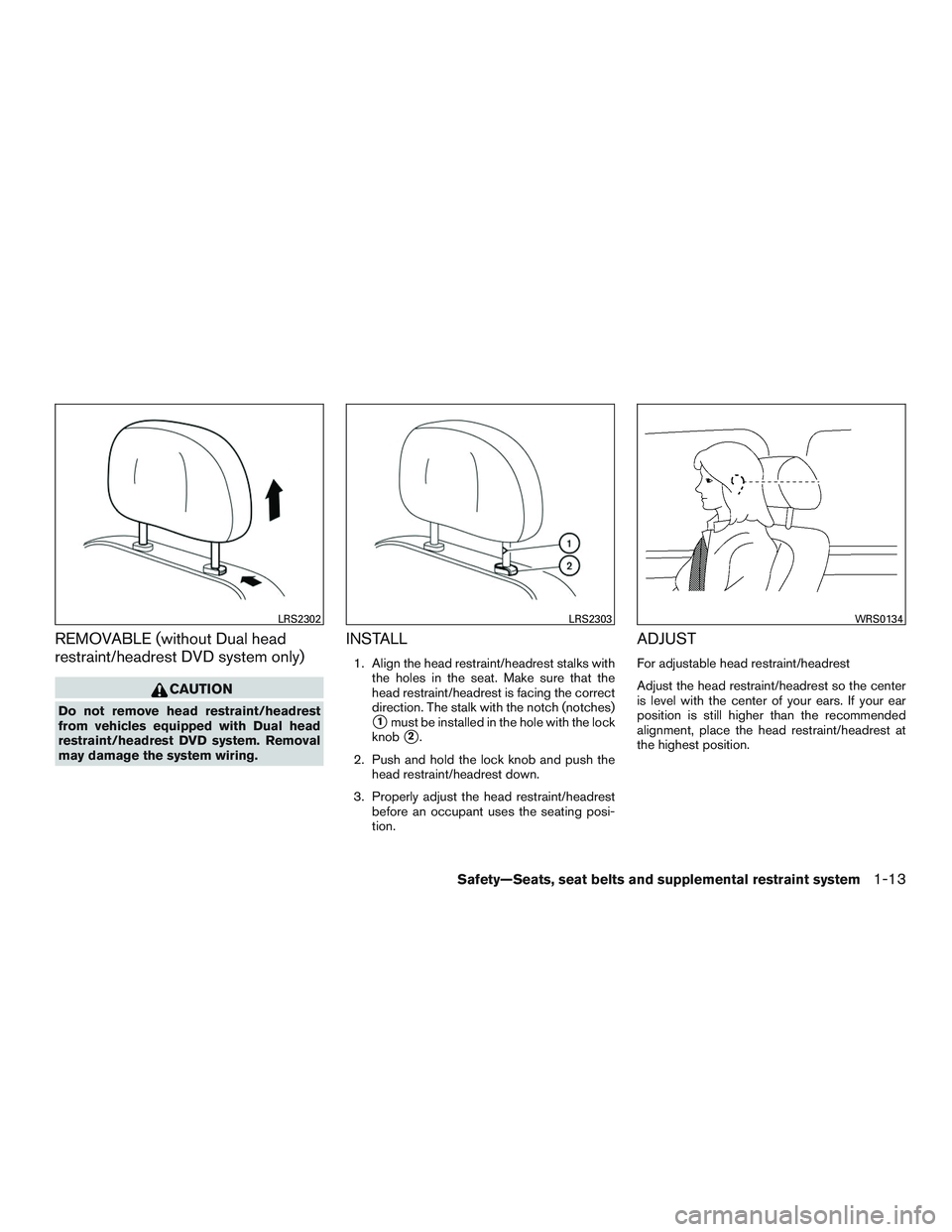 NISSAN TITAN XD 2017 Owners Guide REMOVABLE (without Dual head
restraint/headrest DVD system only) 