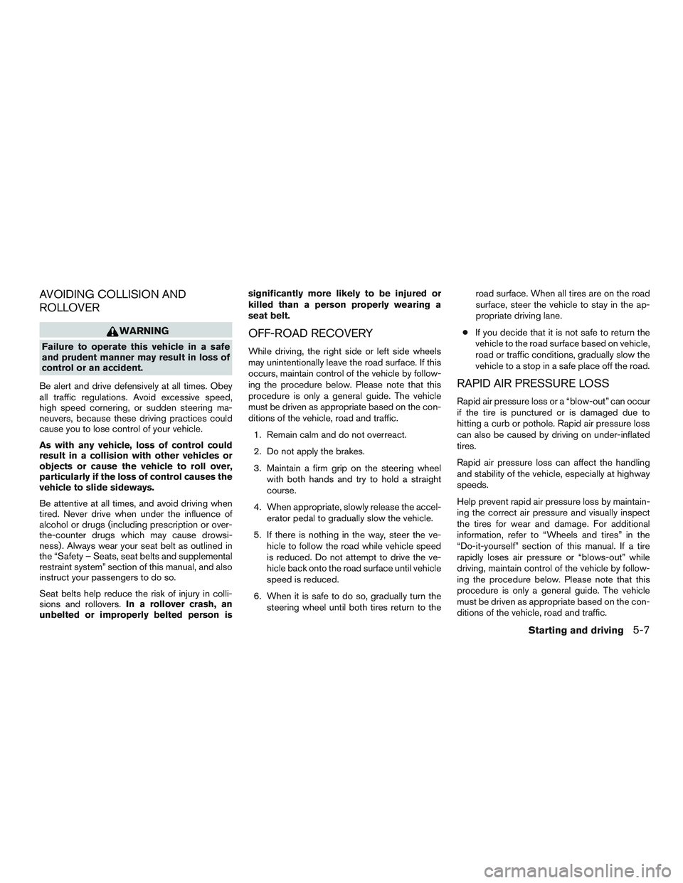 NISSAN TITAN XD 2017  Owners Manual AVOIDING COLLISION AND
ROLLOVER 