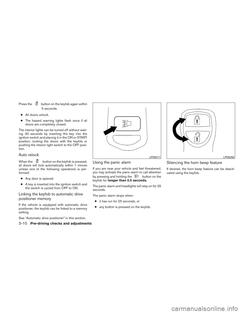 NISSAN TITAN 2011  Owners Manual Press the 