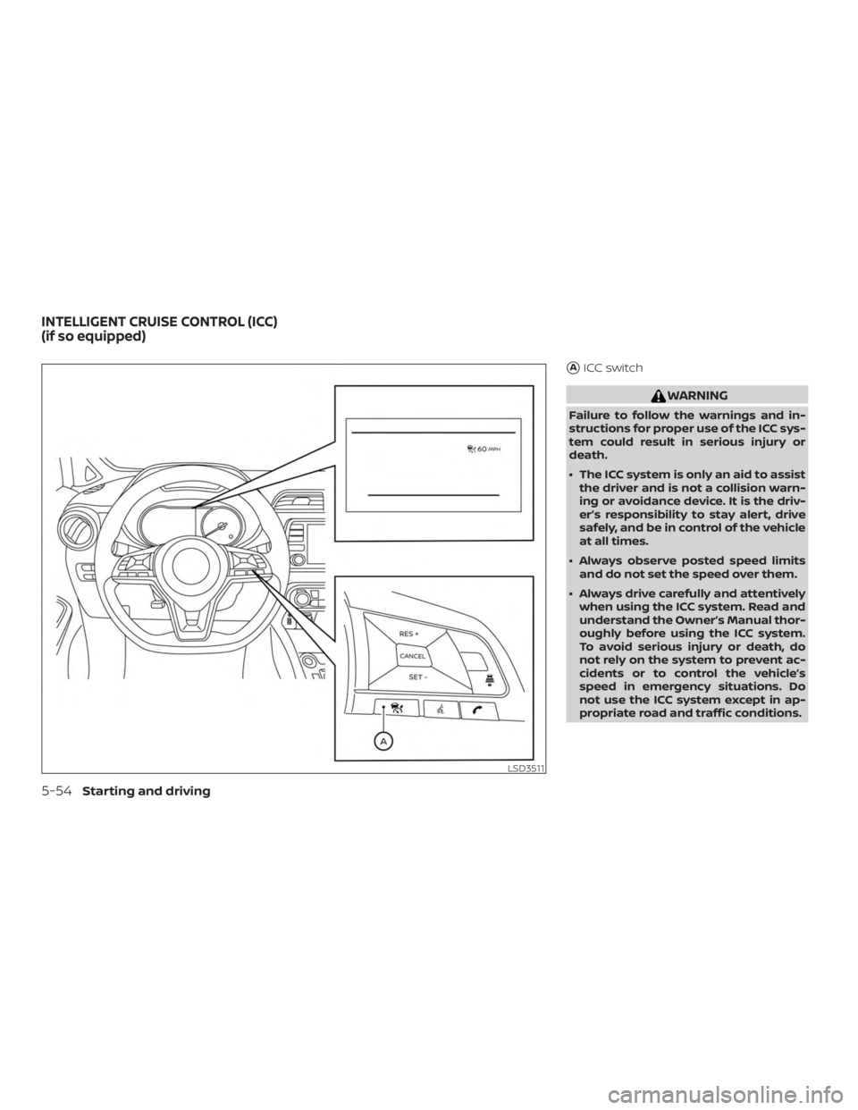 NISSAN VERSA NOTE 2021  Owners Manual AICC switch 