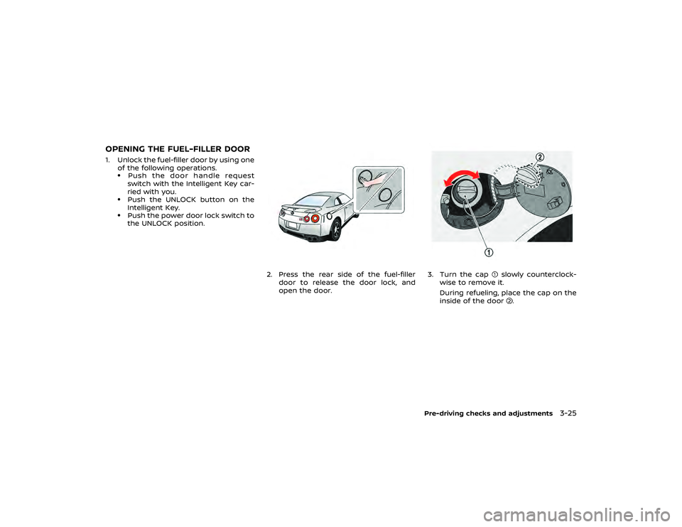 NISSAN GT-R 2018 Owners Manual — blinks rapidly (about twice asecond):
Pull off the road in a safe area,
and idle the engine. The driv-
ing mode will change to RWD
to prevent the AWD system
from malfunctioning. If the
warning lig NISSAN GT-R 2018 Owners Manual — blinks rapidly (about twice asecond):
Pull off the road in a safe area,
and idle the engine. The driv-
ing mode will change to RWD
to prevent the AWD system
from malfunctioning. If the
warning lig