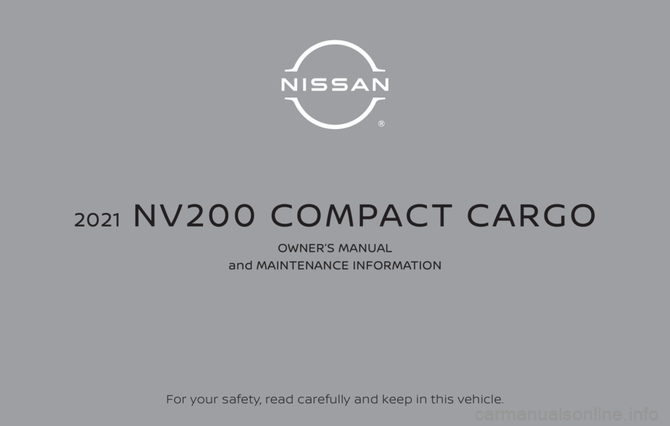 NISSAN NV200 2021 Owners Manual NISSAN NV200 2021 Owners Manual