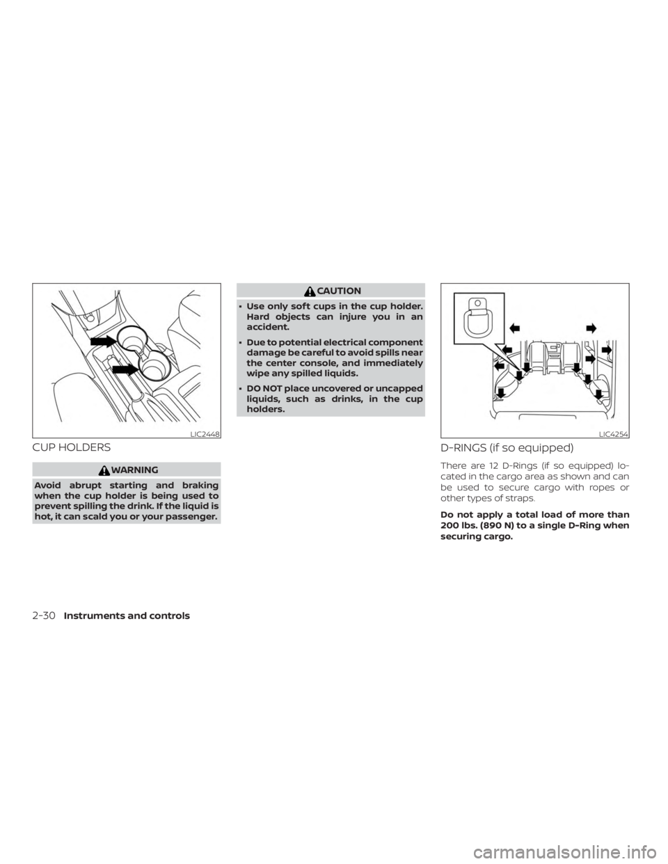 NISSAN NV200 2020  Owners Manual CUP HOLDERS 